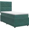 vidaXL Letto a molle con materasso verde scuro 90 x 190 cm in velluto