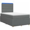 vidaXL LED letto a molle con materasso grigio scuro 120 x 190 cm tessuto