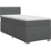 vidaXL Letto a molle con materasso grigio scuro 100 x 200 cm in tessuto