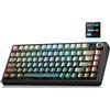 AULA-Verlag Tastiera meccanica wireless AULA F75 MAX, 75%, display TFT, illuminazione RGB, hot-swap, 2.4 GHz, grigio sfumato, design a linee pulite, layout QWERTY americano