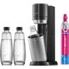 SodaStream Duo, colore nero, modello Titan, confezione contenente: bombola, bottiglia in vetro, bottiglia in plastica, capacità: 60 litri