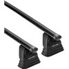 RYELDOM - Barre portatutto auto, acciaio elettrozincato, sezione ovale 40x25 mm, nero, portata 75 kg, preassemblate, compatibili con Doblo, Qubo, Bipper, Nemo