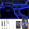 QAUBEN Kit di illuminazione ambientale dell'interno auto 64 colori APP Control + RF Telecomando Luce atmosfera auto fai da te Musica multicolore illuminazione interna dell'auto 3m Fibra ottica DC 12V