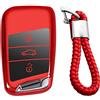 M.JVisun Morbido TPU Custodie per Chiavi Auto Per Volkswagen Arteon Atlas Golf Alltrack Jetta Passat Taos SEL Per Tiguan Per Skoda Kodiaq Superb A7 Cover Guscio Chiavi -Rosso - Intrecciato Portachiavi