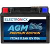 Electronicx YTZ14S AGM Batteria Moto 12V 11,2Ah 170A - Starter sigillato e senza manutenzione per moto, scooter e powersport - Compatta, resistente alle vibrazioni, anti-perdita e pronta all'uso