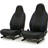 Auto Accessori Lupex Coprisedili auto compatibili con Smart fortwo, Made in Italy, tessuto poliestere, set fodere anteriori (Nero con rigo Blu)