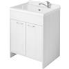 NEGRARI Mobile lavatoio con 2 ante 60x50 cm bianco in resina bianco con vasca