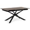 KONTE.DESIGN Tavolo SEYFERT in ceramica marrone e gambe in acciaio nero, allungabile 160 x 90 cm - 220 x 90 cm