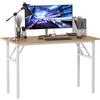 SogesHome AC5BW-120-SH - Tavolo pieghevole per computer, 120 x 60 x 75 cm, scrivania per ufficio, tavolo da pranzo o da conferenze, colore: bianco e teak