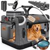 LOVPET® Trasportino per Cani - Box per Cani Pieghevole incl. Borsa per Il Trasporto e Ciotola - Cani e Gatti - casetta per Il Trasporto di Animali Domestici, Antracite, M