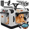 LOVPET® Trasportino per Cani - Box per Cani Pieghevole incl. Borsa per Il Trasporto e Ciotola - Cani e Gatti - casetta per Il Trasporto di Animali Domestici, Grigio chiaro, XXL
