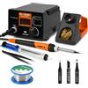 Weld Lux Stazione di saldatura digitale 939D+, equivalente a 100 W con controllo della temperatura PID (482 °F - 1000 ° F / 200 ° C - 480 ° C), riscaldamento rapido, sicuro ESD, senza piombo, con kit