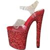 denova's Sandalo a spillo da donna, trasparente, 20,1 cm, tacco molto alto, plateau, cinturino alla caviglia
