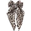 Generic Fascia per capelli da donna con motivo leopardato, motivo leopardato, casual, alla moda, grande fiocco con clip, grande nastro in raso, per compleanno, Natale