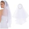 Generic Velo per Addio al Nubilato Oggetto di Scena Fotografico Bianco | Cerchietto Per Capelli Con Perle E Velo Da Sposa Per Matrimonio E Fidanzamento, Per Festa Di Addio Al Nubilat