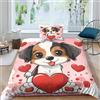 ZHUICHENG Cucciolo amorevole Microfibra Copripiumino Lenzuola Letto Motivo Per Bambini Adulto Set Biancheria,Matrimoniale Con 2 Pezzi Decorazione calda Copripiumino,Anti-acaro Facile Da Curare Single（135x200cm）