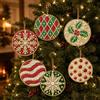 GSenhui 6 Pezzi Diamond Painting Pearl Art Decorazioni Natale in Legno DIY | Kit Pittura Diamante Adulti, 8cm Decorazioni Natalizie per Albero, Ornamenti Natalizi da Appendere per Albero di Natale