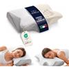 NORELUX Cuscino Cervicale per Dormire a Farfalla in Memory Foam, Supporto Ortopedico Ergonomico Laterale, Supino e Proni, Certificato OEKO-TEX Standard 100, 62x38x13 cm (2, Memory Foam)