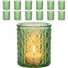 Jinfanshurich 12 piccoli portacandele da tè in vetro, per feste, festival | 6,7 x 5,5 cm, per normali candele votive, candele da tè, LED senza fiamma, materiale in vetro, stile retrò, fino a 4,5 cm