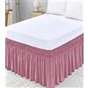 YHXAIQ Mantovana Giroletto Matrimoniale, Elasticità e Facile da Installare Vestiletto, Drappeggiabilità Coprirete, Poliestere Gonna Letto per Reti e Piattaforme di Letti Matrimoniali(Dark pink,180 x 200+30 c
