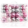 Miaikoe Set di 100 palline di Natale, decorazioni natalizie distruttive per la casa, l'inverno, le vacanze (rosa e argento)
