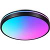 Horevo Plafoniera Bluetooth con telecomando per camera da letto e cucina | 24W, 30cm, 3 Temperature di Colore, RGB, Altoparlanti, Intensità Regolabile, Moderne Lampade Nere per Camera dei Bambini