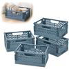 PIANKEKE 4 Pz Cassette Pieghevoli in Plastica Blu Grigio, Organizer Casa | Organizer leggeri in plastica per scrivania, scaffali, cucina, bagno e ufficio; facili da aprire, piegare e riporre.