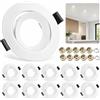 COTLEDL 10 Faretti da Incasso GU10 Bianchi, Foro 70-80 mm | Cornici Orientabili a 45° per Faretti da Soffitto, Ø 90 mm, con Portalampada GU10 230 V, LED/Alogene, senza Lampadine