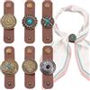 CALFOVERA 6PCS 6 Stile Conchos Marrone Western Clip Fibbia Porta Sciarpa Pelle PU Sciarpa Bandana Seta Cinghia Fermaglio Vintage Colore Solido Turchese Bandana Anello per Fazzoletto Copricapo Fascia