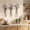 HUASUN Set 3 Decorazioni da Parete in Metallo con Fiori, Stile Bohémien Rustico, Sculture Murali con Vasi e Sagome Floreali Minimaliste, Arredo per Soggiorno, Camera da Letto, Cucina (Rosa Chiaro)