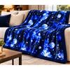Tata Home Coperta Pile Invernale Plaid Divano Pesante e Caldo con Retro Sherpa Fantasia Universo Misura 127x152 cm Colore Blu Dis. Pianeti e Stelle