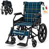 ByteTecpeak M5 Sedia a Rotelle Pieghevole Leggera verde | Carrozzina Compatta per Anziani e Disabili, da Transito Braccioli Imbottiti, Cintura Sicurezza Pedali pieghevoli e rimovibili