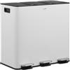 CASABEL Pattumiera da cucina tripla 3x20L, acciaio inox, bianco | Triplo scomparto, Raccolta differenziata, 3 pedali, Coperchi ermetici, Antimpronta, Secchi removibili, Facile manutenzione