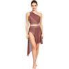 iEFiEL 2 Pezzi Donna Vestito da Danza lirica Contemporanea Abito da Pattinaggio Artistico Crop Top con Gonna Abito da Ballo Latino Ginnastica Artistica