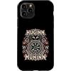 Raven Pair Folklore Illustrations Custodia per iPhone 11 Pro Odin Huginn Muninn Ravens Bussola vichinga norrena