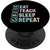 Matching Groovy 60s Style Teacher Spirit Mangiare Insegna a dormire Ripeti PopSockets PopGrip Adesivo