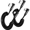 OTraki Cavi a spirale USB-C 80 cm 3 A Ricarica Rapida 90° | Cavo USB-C 90° Trasferimento Dati per Samsung Galaxy, per Google Pixel estensibile 1.5 m Ricarica Rapida Dispositivi Mobile