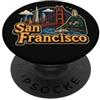 San-Francisco-Design San Francisco California USA Cable Car ponte sospeso grafica PopSockets PopGrip Adesivo