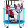 ZCMHAXJ Trampolino per bambini da 140 cm con recinzione, capacità di 199,6 kg, per interni ed esterni, con barra per ginnastica regolabile e giocattoli, regali per ragazzi e ragazze