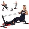SPORTNOW 2 in 1 Vogatore per Casa & Macchina Addominale Pieghevole Rosso | Vogatore Pieghevole, Bande di Resistenza, Monitor LCD, Sedile Imbottito e Pedali Antiscivolo, 120 kg