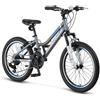 DEPORBIKES Bicicletta da bambina da 20 pollici, 6-10 anni, telaio in alluminio, cambio Shimano 18 V, design sicuro e resistente