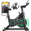 SLUNSE FITNESS Cyclette da Casa con App, Ciclette Silenziosa con 100 Resistenza Magnetica Regolabile, Cyclette Professionale per più esercizi, Supporto Monitor LCD, Sedile Comodo Capacità 180kg Verde Smeraldo