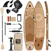 TIGERXBANG SUP gonfiabile da 353 x 89 x 15 cm, per 2-3 persone | portata di 250 kg, ampia tavola in EVA, 2 supporti multifunzione, accessori completi, design tribale in legno