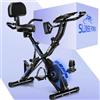 SLUNSE FITNESS Cyclette da Casa, 5 in 1 Cyclette Pieghevole Silenziosa con 16 Livelli Resistenza Magnetica Regolabile Indoor Ciclette Banda Elastica, Monitor LCD e Sensore di Frequenza Cardiaca, Blu Cobalto