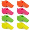 Ameisenkeks® Set di 8 fischietti per sport e tempo libero, fischietti con segnale forte per allenatori, arbitri e fan, pratici fischietti in colori fluorescenti, per calcio, scuola e stadio, 5 x 2 cm