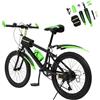 Coniaio Mountain bike per bambini da 20 pollici, a 7 marce, con parafango, per ragazzi e ragazze, inclusa borraccia, bussola, campanello, portata 75 kg, verde