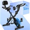 SLUNSE FITNESS Cyclette da Casa, 5 in 1 Cyclette Pieghevole Silenziosa con 16 Livelli Resistenza Magnetica Regolabile Indoor Ciclette Banda Elastica, Monitor LCD e Sensore di Frequenza Cardiaca, Blu Zaffiro