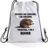 Generic Zaino con Coulisse Beaver Borsa con coulisse nuotare 36x42cm | Sacca sportiva Moda Sacche Sportive per Best Friends Adulti quotidiano