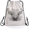 Generic Sacca Zaino Sportiva Sketch Highland Cattle Sacchetti Adulti 36x42cm | Sportiva Sacche Confortevole Zaino con Coulisse per quotidiano nuotare uomo e donna