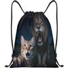 Zelinge Sacca con coulisse per sport e palestra, Notte Selfie Cat Lion | Borsa a tracolla per sport, nuoto, yoga